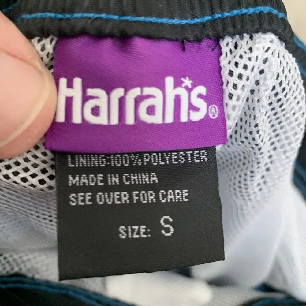 Harrahs Casino Swim Trunks Mens S Tiger Print Board Shorts Blue Purple Lined